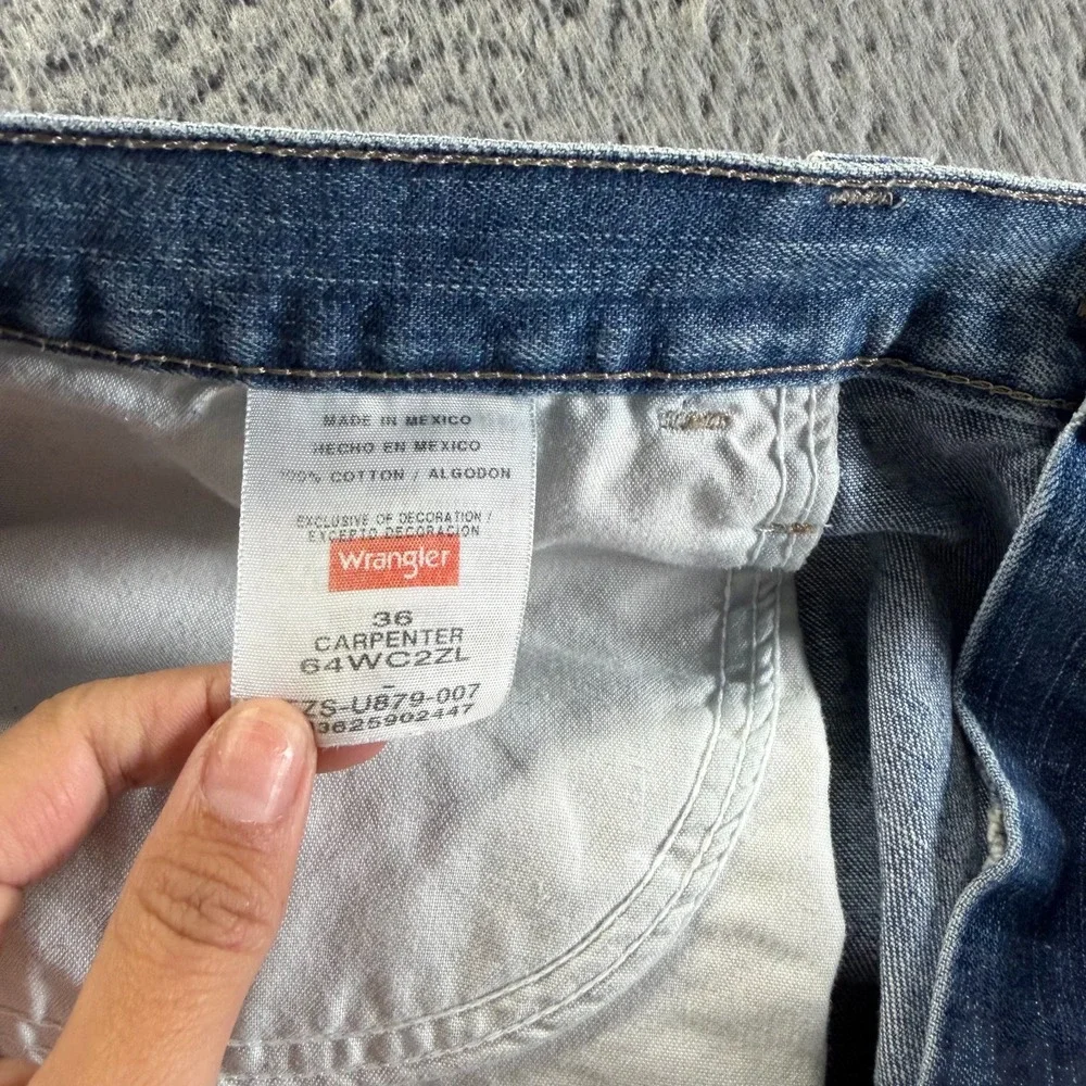 Wrangler Shorts Mens 36 Blue Cotton Denim Bermuda Carpenter Summer Workwear